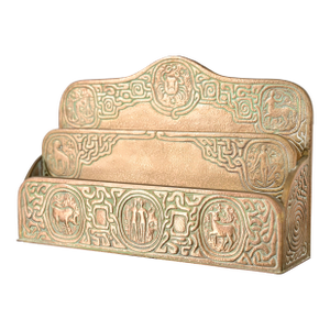 Tiffany Studios New York Zodiac Pattern Bronze Doré Letter Rack