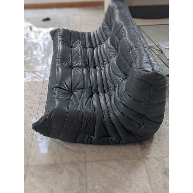 Ligne Roset Three-Seater Leather Togo Sofa by Michael Ducaroy for Ligne Roset For Sale - Image 4 of 7