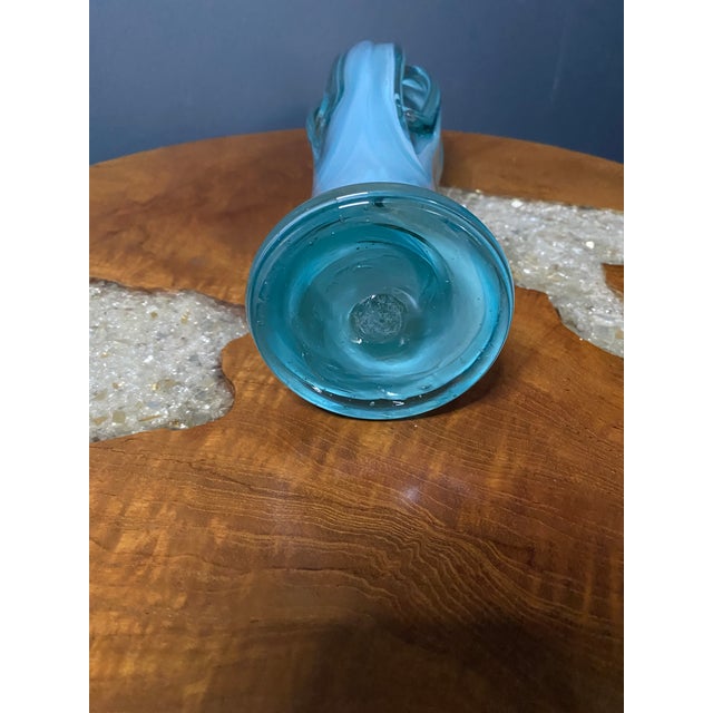 Murano Vintage Italian Latticino Blue Art Glass Piece For Sale - Image 4 of 5