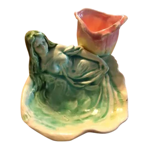 Antique Tobaccoiana Majolica Figural Match Striker