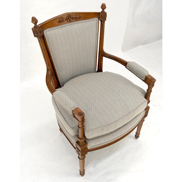 Pair of Directoire Style Acorn Finials Solid Cherry Open Arm Lounge Chairs MINT! For Sale - Image 6 of 16