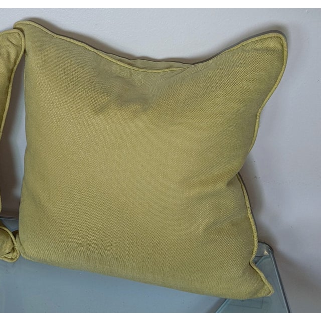 Contemporary Pair of Olive Green Linen Pillows With Unique Sheen For Sale - Image 3 of 4