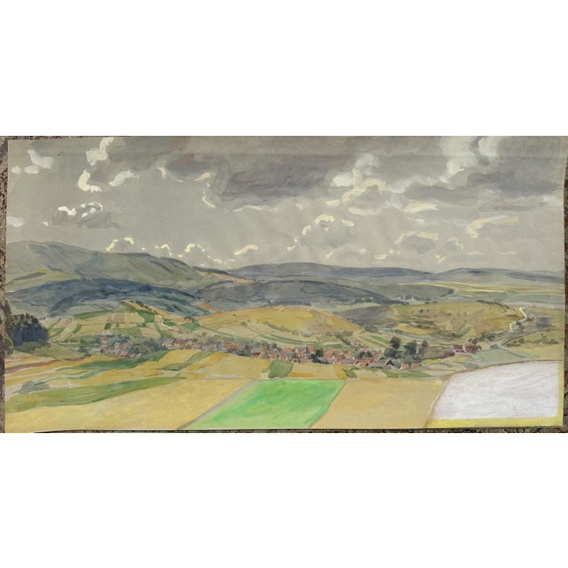 Heinrich Pforr, Wide Heights, Village and Valley Landscape in the High Meißner, 1890s, Oil on Canvas, in Very Good...