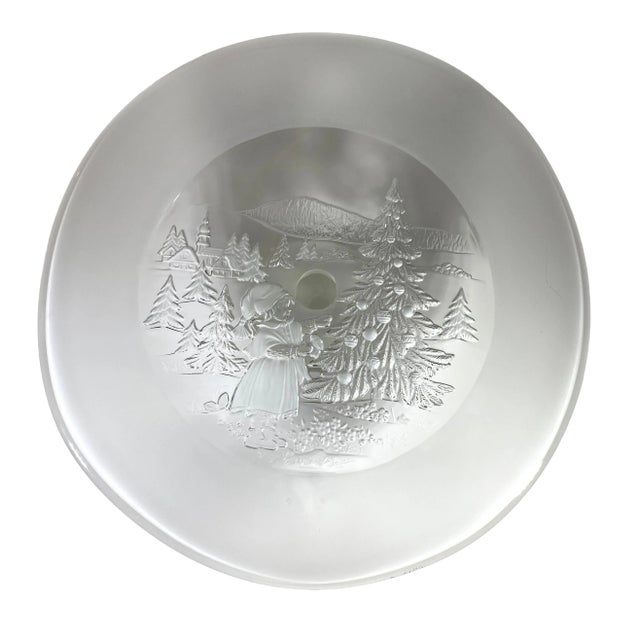 Vintage Mikasa Walther Christmas Glass Footed Cake Plate For Sale