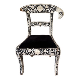 1920’s Anglo-Indian Mughal Inlaid Side Chair With Ram's Head For Sale