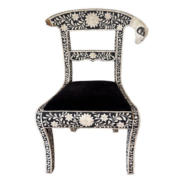 1920’s Anglo-Indian Mughal Inlaid Side Chair With Ram's Head For Sale
