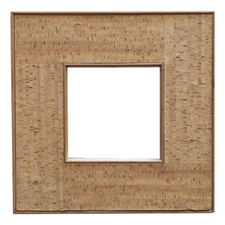 Square Cork Wall Mirror, Italy, 1970s For Sale
