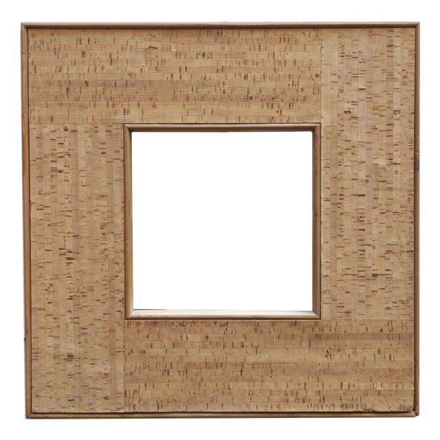 Square Cork Wall Mirror, Italy, 1970s For Sale