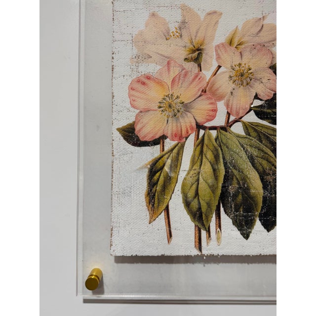 Paint Pink and Cream Flowers - Hand Textured Pink Flowers For Sale - Image 7 of 10