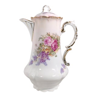1940s Royal Bavarian Chocolate Pot With Floral Design For Sale