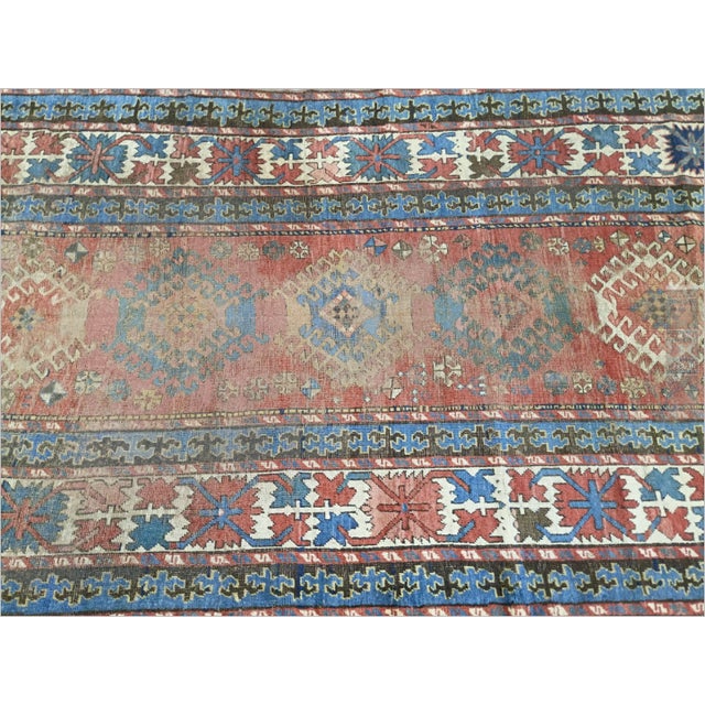 Textile Distressed Antique Hand-Knotted Caucasian Gallery Rug. 4'7'x 8'10". For Sale - Image 7 of 18