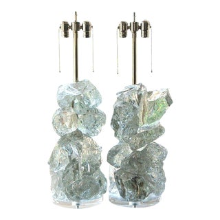 Glass Rock Lamp Sculptures in Clear For Sale