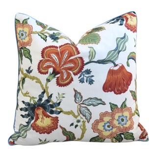 Designer Schumacher Hothouse Flowers Double Sided Feather/Down Pillow For Sale