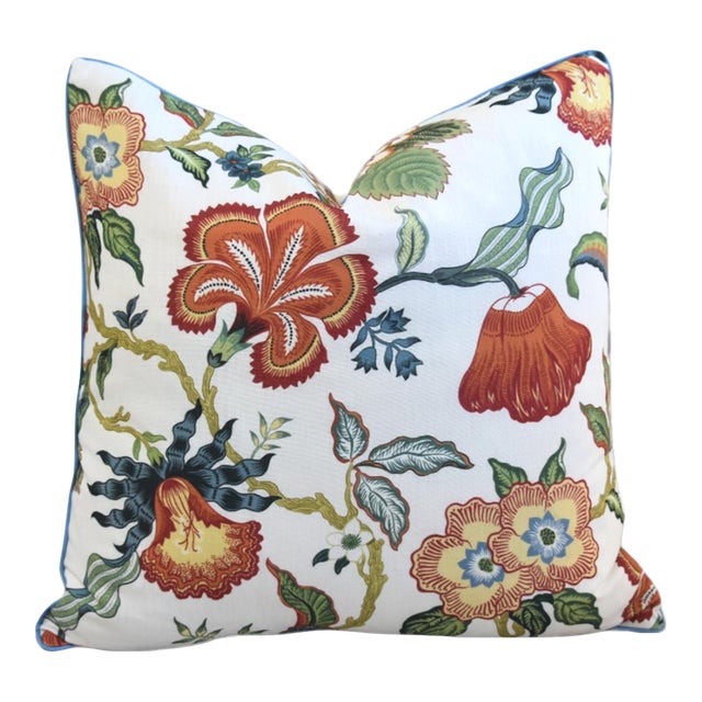 Designer Schumacher Hothouse Flowers Double Sided Feather/Down Pillow For Sale