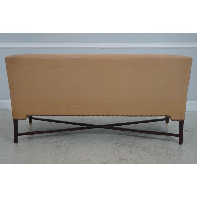 Edward Ferrell Suede Upholstered Settee Loveseat For Sale - Image 16 of 18