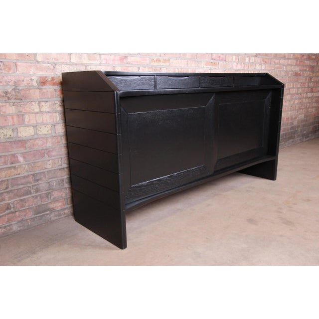 1950s Harold Schwartz for Romweber Ebonized Bar Cabinet, Newly Refinished For Sale - Image 5 of 13