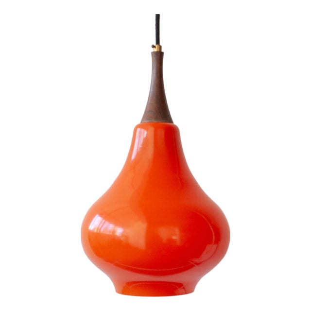 Vintage Orange Glass Pendant Light, 1960s For Sale