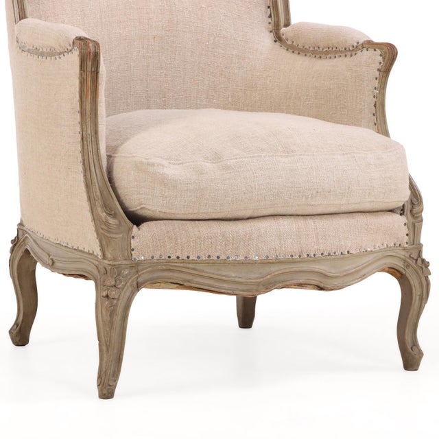 Pair of French Painted Bergères With New Upholstery, C. 1900 For Sale - Image 4 of 7