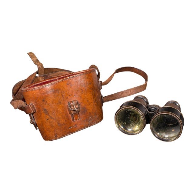 Pair of Antique Opera Glasses, English, Leather, Brass, Binoculars, Ross London For Sale
