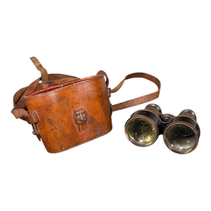 Pair of Antique Opera Glasses, English, Leather, Brass, Binoculars, Ross London
