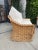 Wood Mid 20th Century Wicker Occasional Chair With Ottoman For Sale - Image 7 of 12