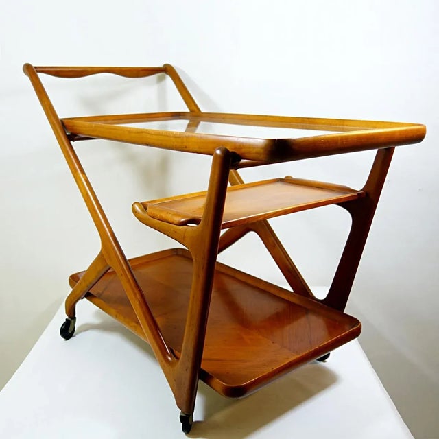 Brown Wooden Tea Trolley by Cesare Lacca for Cassina, 1950s For Sale - Image 8 of 8