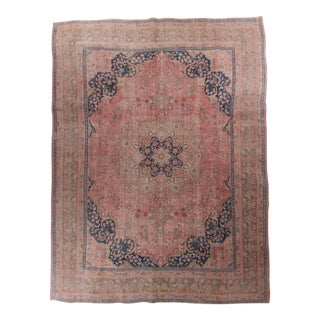 Vintage Pastel Light Pink Floral Design Rug For Sale