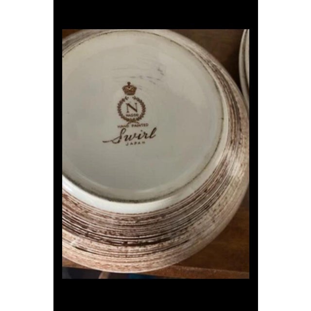 Tuscan Fall Dinnerware. Mid 20th Century Nasco Hand Painted Autumn Leaves Swirl Porcelain Dinnerware Service Wares Set- 21 Pieces For Sale - Image 3 of 6