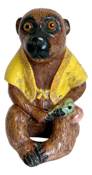 Vintage South American Folk Art Style Monkey Figure With Glass Eyes