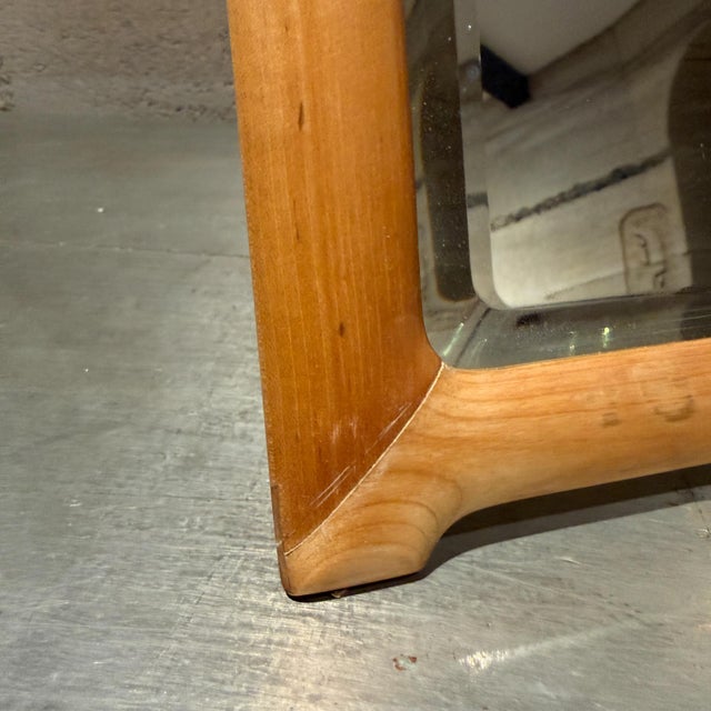 Mid-Century Modern Mid-Century Modern Solid Blond Wood Tabletop Vanity Beveled Edges For Sale - Image 3 of 17