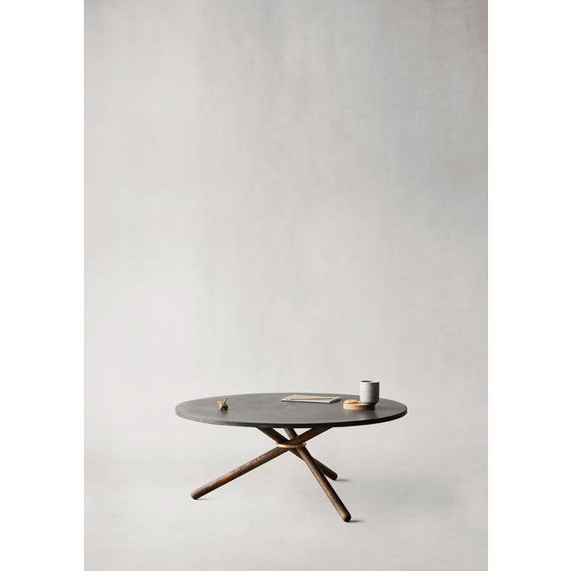 Contemporary Edda Dark Concrete Top and Dark Oak Legs Coffee Table by Eberhart Furniture For Sale - Image 3 of 12