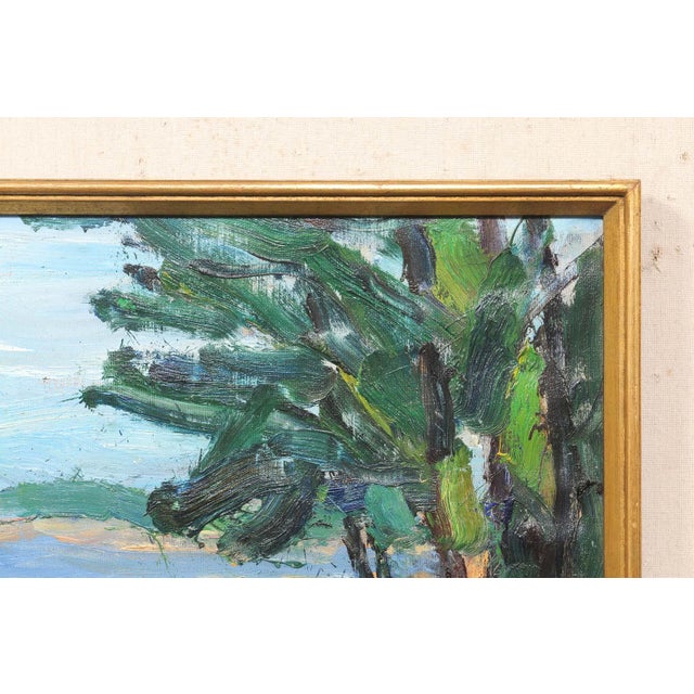 Mid 20th Century Scandinavian Coastal Landscape Oil Painting For Sale - Image 11 of 13