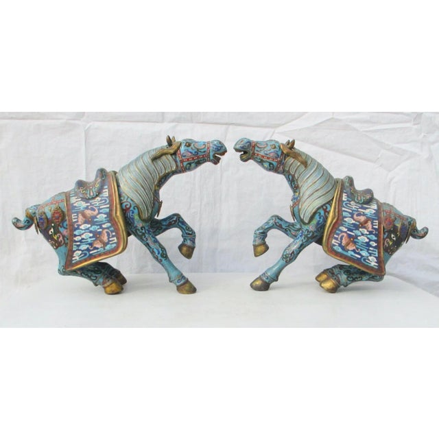 Vintage 1960s' Chinese Enamel Horses - a Pair For Sale - Image 11 of 11