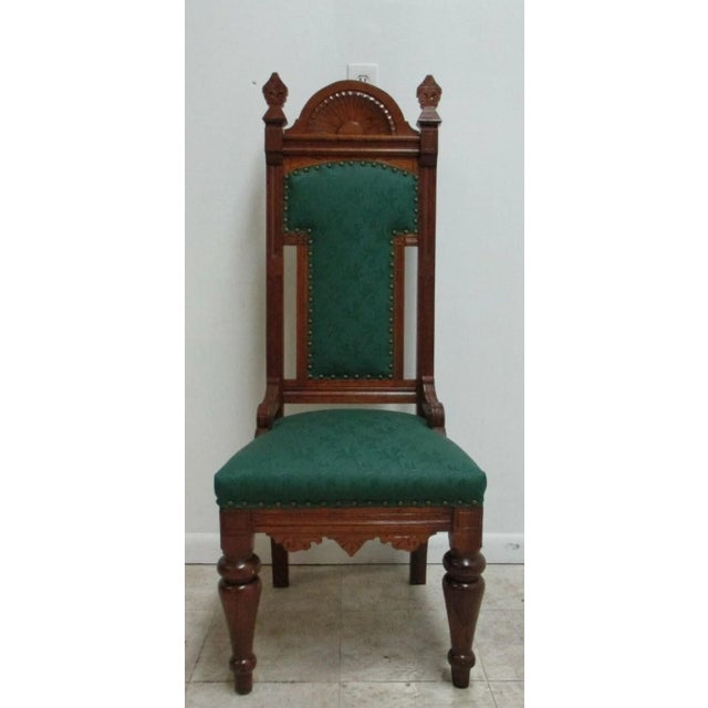 1900 - 1909 Antique Victorian Throne Chair Carved Oak Church Chapel Masonic For Sale - Image 5 of 13