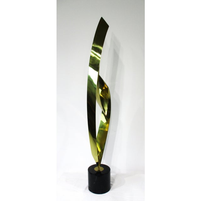 Curtis Jere Large Brass and Marble Flame Sculpture For Sale - Image 10 of 12