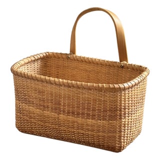Vintage Nantucket Style Wall Pocket Basket For Sale