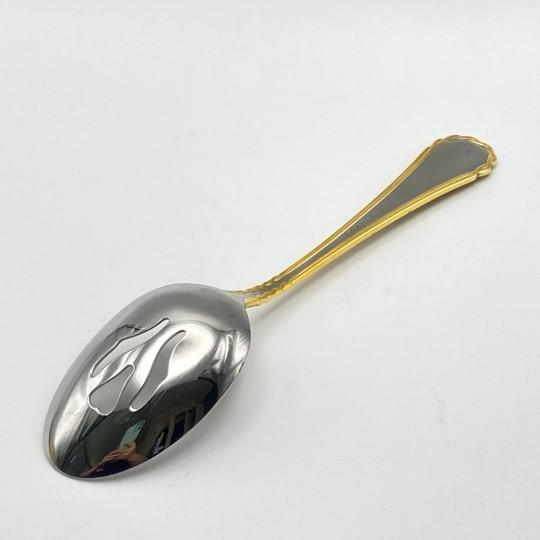 Yamazaki Tasha Gold Accent Stainless Flatware Hostess Set – Four Serving Pieces 1990’s For Sale - Image 10 of 16