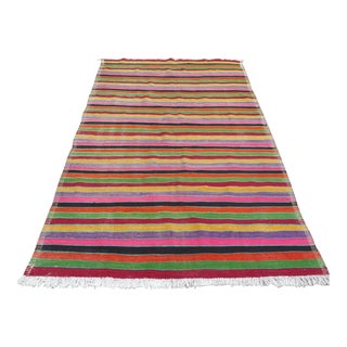 1960s Vintage Colorful Kilim Rug - 73"x116" For Sale