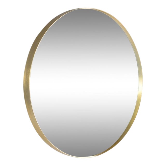 Vintage Round Brass Mirror For Sale