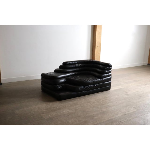 1960s DS-1025 Terrazza Sofa in Black Leather by Ubald Klug for de Sede, 1970s For Sale - Image 5 of 16