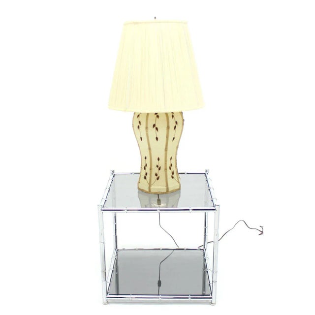 Mid-Century Modern Mid-Century Modern Faux Bamboo Motive Art Decorated Lamp For Sale - Image 3 of 8