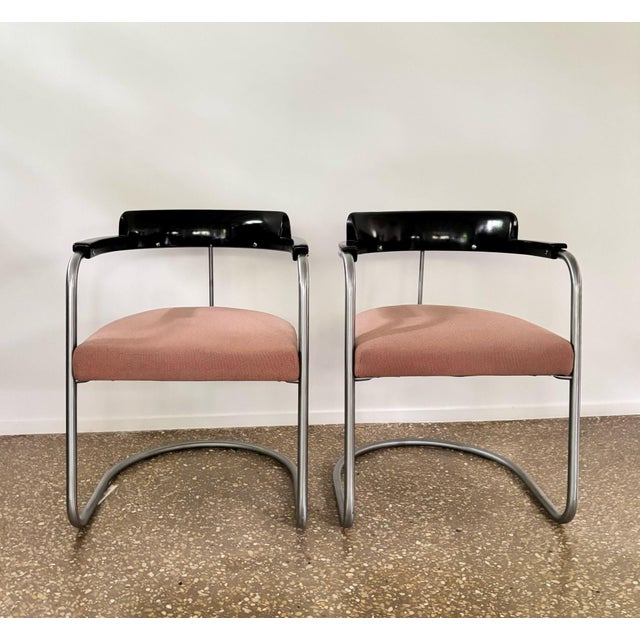 A not so easy to find set of cantilever armchairs, known as model j-2, designed by jan schröfer; the founder of the dutch...