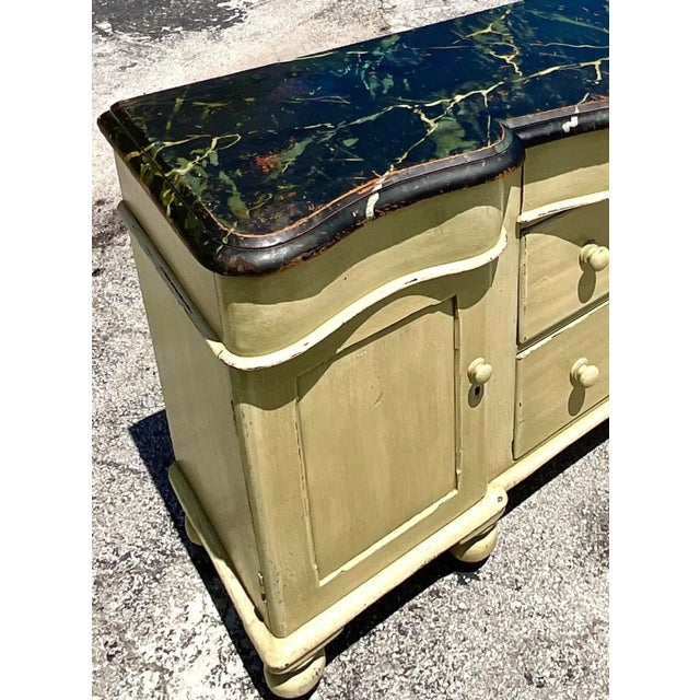 Light Yellow Vintage Regency Hand Painted Credenza For Sale - Image 8 of 12
