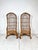 Vintage pair of hooded dome rattan chairs. Open basket weave pencil reed rattan frames with cane wrapped joints and woven...