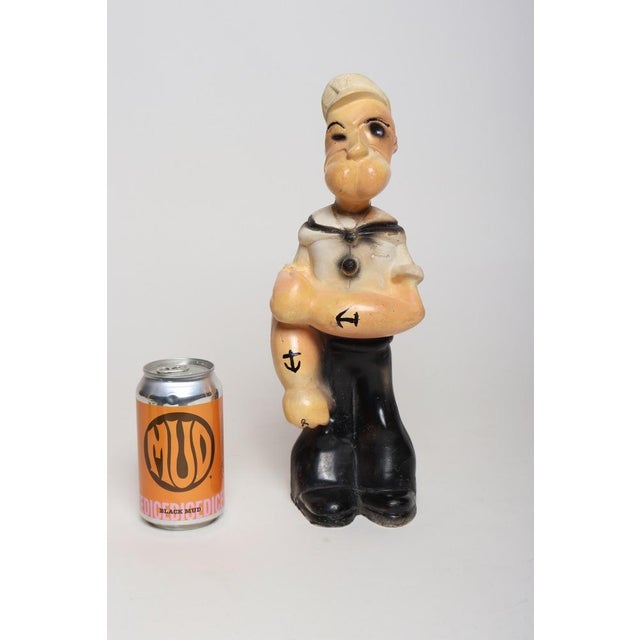Vintage 1930s Carved and Painted Chalkware Popeye Figurine For Sale In New York - Image 6 of 16