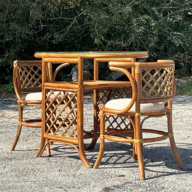 Vintage Coastal Bent Rattan Hollywood Set of 3 For Sale - Image 4 of 6