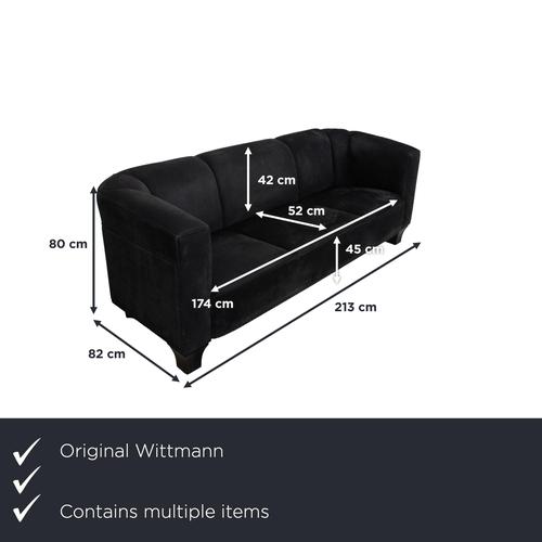 Modern Black Leather 2-Seater Sofas from Wittmann, Set of 2 For Sale - Image 3 of 12