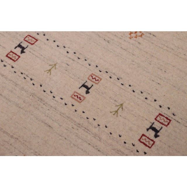 Abstract Modern Gabbeh Ivory Wool Rug- 8'3''x10'0'' For Sale - Image 3 of 10
