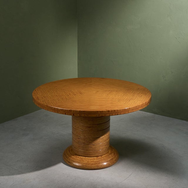 Brown Pentagono Round Center Table in Layered Plywood by Pino Pedano, Italy, Late 1970s For Sale - Image 8 of 8