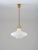 Swedish modern pendant in brass and frosted opaline glass model 1578 produced by Bröderna Malmströms Metallvarufrabrik,...